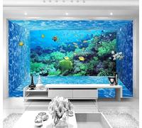 XLMING Three Dimensional Space Underwater World Coral School of Fish 3D Wallpaper Luxury Silk Study Dining Feature Sofa Grey Bedroom Living Room Tv Decorative Wall-430cm×300cm