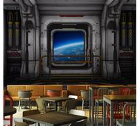 XLMING Three Dimensional Spaceship Blue Planet Cosmos 3D Wallpaper Luxury Home Dining Decor Paste Sofa Living Room The Wall for Bedroom Mural-300cm×210cm