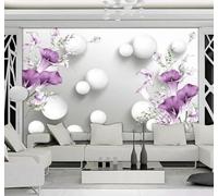 XLMING Three Dimensional Sphere Beautiful Purple Calla Lily 3D Wallpaper Luxury Home Dining Decor Paste Sofa Living Room The Wall for Bedroom Mural-250cm×170cm