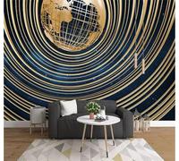 XLMING Three Dimensional Starry Sky Earth Gold Lines 3D Wallpaper Luxury Home Dining Decor Paste Sofa Living Room The Wall for Bedroom Mural-350cm×256cm