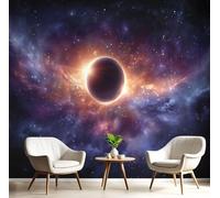 XLMING Three Dimensional Stars Starry Sky Universe Planets 3D Wallpaper Premium Textured Silk Study Dining Living Room Bedroom Sofa TV Wall Easy Install-400cm×280cm