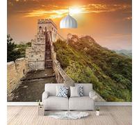 XLMING Three Dimensional Sunset Mountain Peaks Architecture Landscape 3D Wallpaper Silky Texture Home Study Office Grey Dining Room Sofa Bedroom Living Room TV Backdrop-250cm×170cm