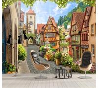 XLMING Three Dimensional Town Architecture Streets Landscape 3D Wallpaper Silky Texture Home Study Office Grey Dining Room Sofa Bedroom Living Room TV Backdrop-350cm×256cm