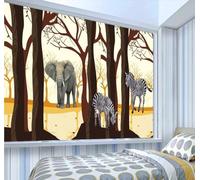 XLMING Three Dimensional Trees Animals Elephants Zebras 3D Wallpaper Premium Textured Silk Study Dining Living Room Bedroom Sofa TV Wall Easy Install-150cm×105cm