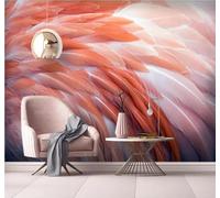 XLMING Three Dimensional Unique Artistic Flamingo Feathers 3D Wallpaper Silky Texture Home Study Office Grey Dining Room Sofa Bedroom Living Room TV Backdrop-300cm×210cm