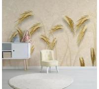 XLMING Three Dimensional Unique Artistic Golden Reeds Ears of Wheat 3D Wallpaper Silky Texture Home Study Office Grey Dining Room Sofa Bedroom Living Room TV Backdrop-200cm×140cm