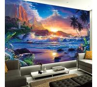 XLMING Three Dimensional Warm and Beautiful Sunrise Peaks of The Sea 3D Wallpaper Luxury Home Dining Decor Paste Sofa Living Room The Wall for Bedroom Mural-150cm×105cm