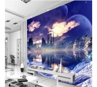 XLMING Three Dimensional Warm Purple Moon Peaks White Clouds 3D Wallpaper Luxury Home Dining Decor Paste Sofa Living Room The Wall for Bedroom Mural-430cm×300cm