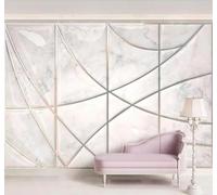 XLMING Three Dimensional White Faux Marble Texture Geometric 3D Wallpaper Silky Texture Home Study Office Grey Dining Room Sofa Bedroom Living Room TV Backdrop-150cm×105cm