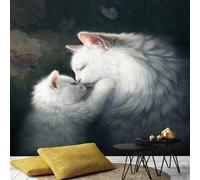 XLMING Three Dimensional White Kitten Flowers Butterfly 3D Wallpaper Luxury Home Dining Decor Paste Sofa Living Room The Wall for Bedroom Mural-430cm×300cm
