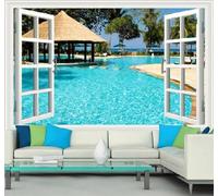 XLMING Three Dimensional Window Frame Fresh Sky Sea 3D Wallpaper Luxury Home Dining Decor Paste Sofa Living Room The Wall for Bedroom Mural-250cm×170cm