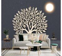 XLMING Trees Elephants Moon Minimalist Art 3D Wallpaper Premium Textured Silk Study Dining Living Room Bedroom Sofa TV Wall Easy Install-400cm×280cm