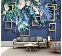 XLMING Tropical Beautiful Flowers Plants Leaves Three Dimensional 3D Wallpaper Silky Texture Home Study Office Grey Dining Room Sofa Bedroom Living Room TV Backdrop-250cm×170cm