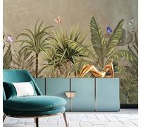 XLMING Tropical Plants Banana Leaves Palm Trees Butterflies 3D Wallpaper Premium Textured Silk Study Dining Living Room Bedroom Sofa TV Wall Easy Install-430cm×300cm