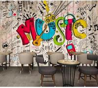 XLMING Vintage Art Graffiti Music Bar Coffee Shop 3D Wallpaper Luxury Silk Study Dining Feature Sofa Grey Bedroom Living Room Tv Decorative Wall-430cm×300cm