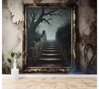 XLMING Vintage Bare Trees Misty Path Haze Stone Steps 3D Wallpaper Silky Texture Home Study Office Grey Dining Room Sofa Bedroom Living Room TV Backdrop-350cm×256cm