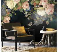 XLMING Vintage Beautiful Roses Butterflies Art 3D Wallpaper Luxury Home Dining Decor Paste Sofa Living Room The Wall for Bedroom Mural-200cm×140cm