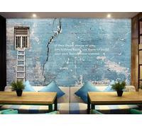 XLMING Vintage Blue Brick Wall Window Wooden Ladder 3D Wallpaper Luxury Home Dining Decor Paste Sofa Living Room The Wall for Bedroom Mural-300cm×210cm