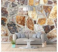 XLMING Vintage Brown Stone Wall Art Unique 3D Wallpaper Luxury Home Dining Decor Paste Sofa Living Room The Wall for Bedroom Mural-400cm×280cm