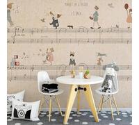 XLMING Vintage Cartoon Line Sheet Music Notes Music 3D Wallpaper Luxury Silk Study Dining Feature Sofa Grey Bedroom Living Room Tv Decorative Wall-300cm×210cm