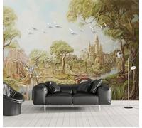 XLMING Vintage Castle Reindeer Forest Birds Nature 3D Wallpaper Luxury Home Dining Decor Paste Sofa Living Room The Wall for Bedroom Mural-350cm×256cm