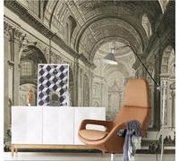 XLMING Vintage Classic Unique Art Architecture Church 3D Wallpaper Silky Texture Home Study Office Grey Dining Room Sofa Bedroom Living Room TV Backdrop-250cm×170cm