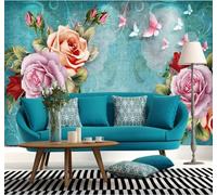 XLMING Vintage Hand Drawn Beautiful Flowers Butterflies 3D Wallpaper Luxury Home Dining Decor Paste Sofa Living Room The Wall for Bedroom Mural-300cm×210cm