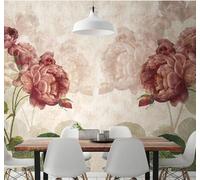 XLMING Vintage Hand Drawn Beautiful Pink Flowers 3D Wallpaper Luxury Silk Study Dining Feature Sofa Grey Bedroom Living Room Tv Decorative Wall-300cm×210cm
