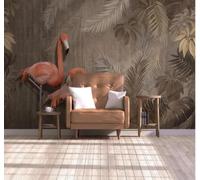 XLMING Vintage Hand Painted Botanical Pink Flamingo 3D Wallpaper Luxury Silk Study Dining Feature Sofa Grey Bedroom Living Room Tv Decorative Wall-400cm×280cm