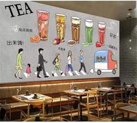 XLMING Vintage Industrial Tea Shop Hand Painted Fruit Juice Drinks 3D Wallpaper Luxury Home Dining Decor Paste Sofa Living Room The Wall for Bedroom Mural-400cm×280cm