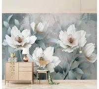 XLMING Vintage Minimalist Fresh Artistic Relief Floral 3D Wallpaper Silky Texture Home Study Office Grey Dining Room Sofa Bedroom Living Room TV Backdrop-350cm×256cm