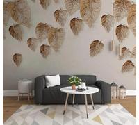 XLMING Vintage Minimalist Hand Drawn Golden Leaves 3D Wallpaper Luxury Home Dining Decor Paste Sofa Living Room The Wall for Bedroom Mural-430cm×300cm