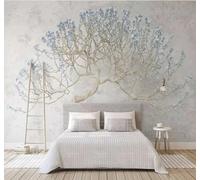 XLMING Vintage Minimalist Relief Small Trees Flowers 3D Wallpaper Luxury Home Dining Decor Paste Sofa Living Room The Wall for Bedroom Mural-350cm×256cm