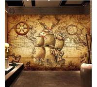 XLMING Vintage Sailing Ships World Map Ocean 3D Wallpaper Luxury Home Dining Decor Paste Sofa Living Room The Wall for Bedroom Mural-250cm×170cm