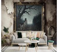 XLMING Vintage Three Dimensional Bare Trees Misty Path Misty Stone Steps 3D Wallpaper Premium Textured Silk Study Dining Living Room Bedroom Sofa TV Wall Easy Install-430cm×300cm