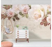 XLMING Vintage Three Dimensional Beautiful Pink Flowers 3D Wallpaper Luxury Home Dining Decor Paste Sofa Living Room The Wall for Bedroom Mural-200cm×140cm