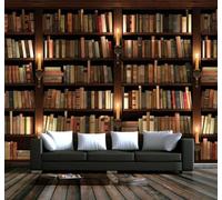 XLMING Vintage Three Dimensional Bookshelf Books Art 3D Wallpaper Luxury Home Dining Decor Paste Sofa Living Room The Wall for Bedroom Mural-350cm×256cm