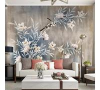 XLMING Vintage Three Dimensional Botanical Flowers Little Birds 3D Wallpaper Premium Textured Silk Study Dining Living Room Bedroom Sofa TV Wall Easy Install-400cm×280cm