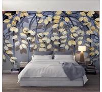 XLMING Vintage Three Dimensional Gold Leaf Leaf Art 3D Wallpaper Luxury Home Dining Decor Paste Sofa Living Room The Wall for Bedroom Mural-430cm×300cm