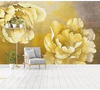 XLMING Vintage Three Dimensional Hand Painted Yellow Flowers 3D Wallpaper Premium Textured Silk Study Dining Living Room Bedroom Sofa TV Wall Easy Install-430cm×300cm