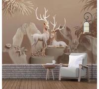XLMING Vintage Three Dimensional Jungle Hills Reindeer 3D Wallpaper Luxury Home Dining Decor Paste Sofa Living Room The Wall for Bedroom Mural-350cm×256cm