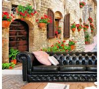 XLMING Vintage Town Architecture Flowers Landscape 3D Wallpaper Silky Texture Home Study Office Grey Dining Room Sofa Bedroom Living Room TV Backdrop-400cm×280cm