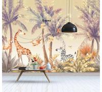 XLMING Vintage Tropical Jungle Cartoon Animals 3D Wallpaper Luxury Home Dining Decor Paste Sofa Living Room The Wall for Bedroom Mural-150cm×105cm