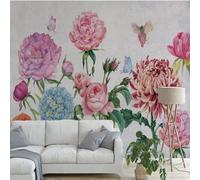 XLMING Warm Beautiful Colourful Flowers Butterflies Birds 3D Wallpaper Premium Textured Silk Study Dining Living Room Bedroom Sofa TV Wall Easy Install-430cm×300cm