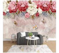 XLMING Warm Beautiful Hand Drawn Colourful Flowers Butterflies 3D Wallpaper Silky Texture Home Study Office Grey Dining Room Sofa Bedroom Living Room TV Backdrop-300cm×210cm