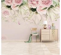 XLMING Warm Beautiful Pastoral Flowers Butterflies 3D Wallpaper Luxury Silk Study Dining Feature Sofa Grey Bedroom Living Room Tv Decorative Wall-200cm×140cm