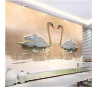 XLMING Warmth Beauty River Waters Forest Reflections White Swans 3D Wallpaper Silky Texture Home Study Office Grey Dining Room Sofa Bedroom Living Room TV Backdrop-350cm×256cm