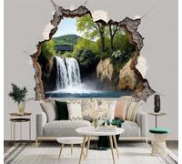 XLMING Waterfalls Rivers Forests Rocky Cliffs 3D Wallpaper Premium Textured Silk Study Dining Living Room Bedroom Sofa TV Wall Easy Install-430cm×300cm