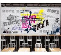 XLMING White Brick Wall Graffiti Architecture Music 3D Wallpaper Luxury Home Dining Decor Paste Sofa Living Room The Wall for Bedroom Mural-400cm×280cm