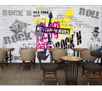 XLMING White Brick Wall Graffiti Architecture Music 3D Wallpaper Premium Textured Silk Study Dining Living Room Bedroom Sofa TV Wall Easy Install-430cm×300cm